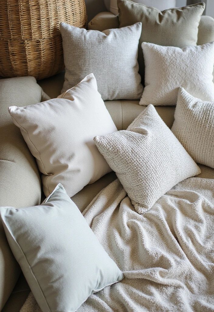 Accent cushions styled with layered home textiles
