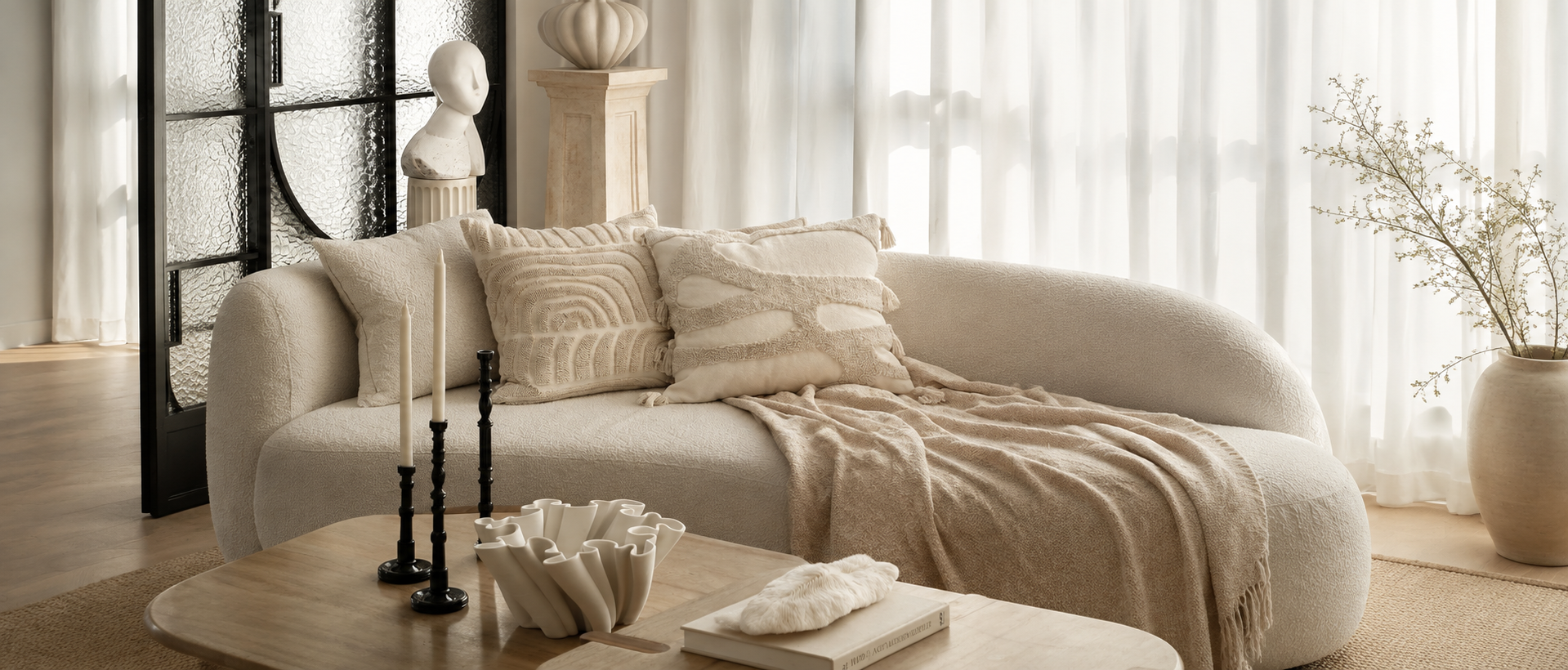 Textiles arranged naturally within a home
