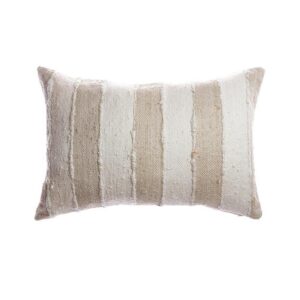 Beige & Ivory Striped Silk Throw Pillow