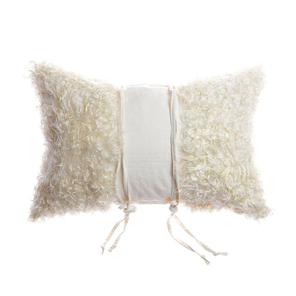 Curly Goatskin Decorative Pillow - Image 3