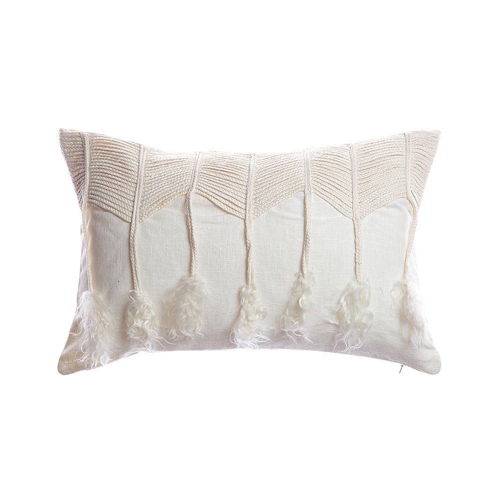 Goatskin Pom Pom Lumbar Pillow