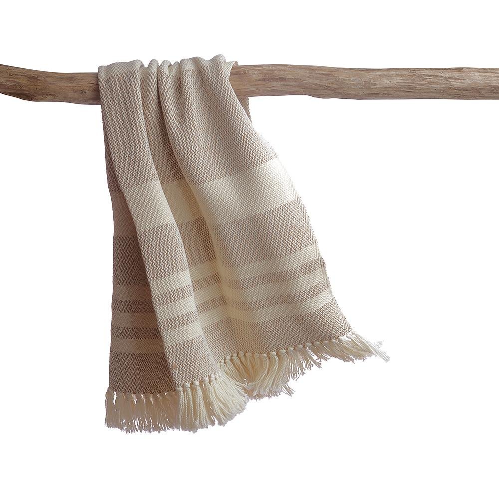 Camel Stripe Wool Blend Blanket - Image 6