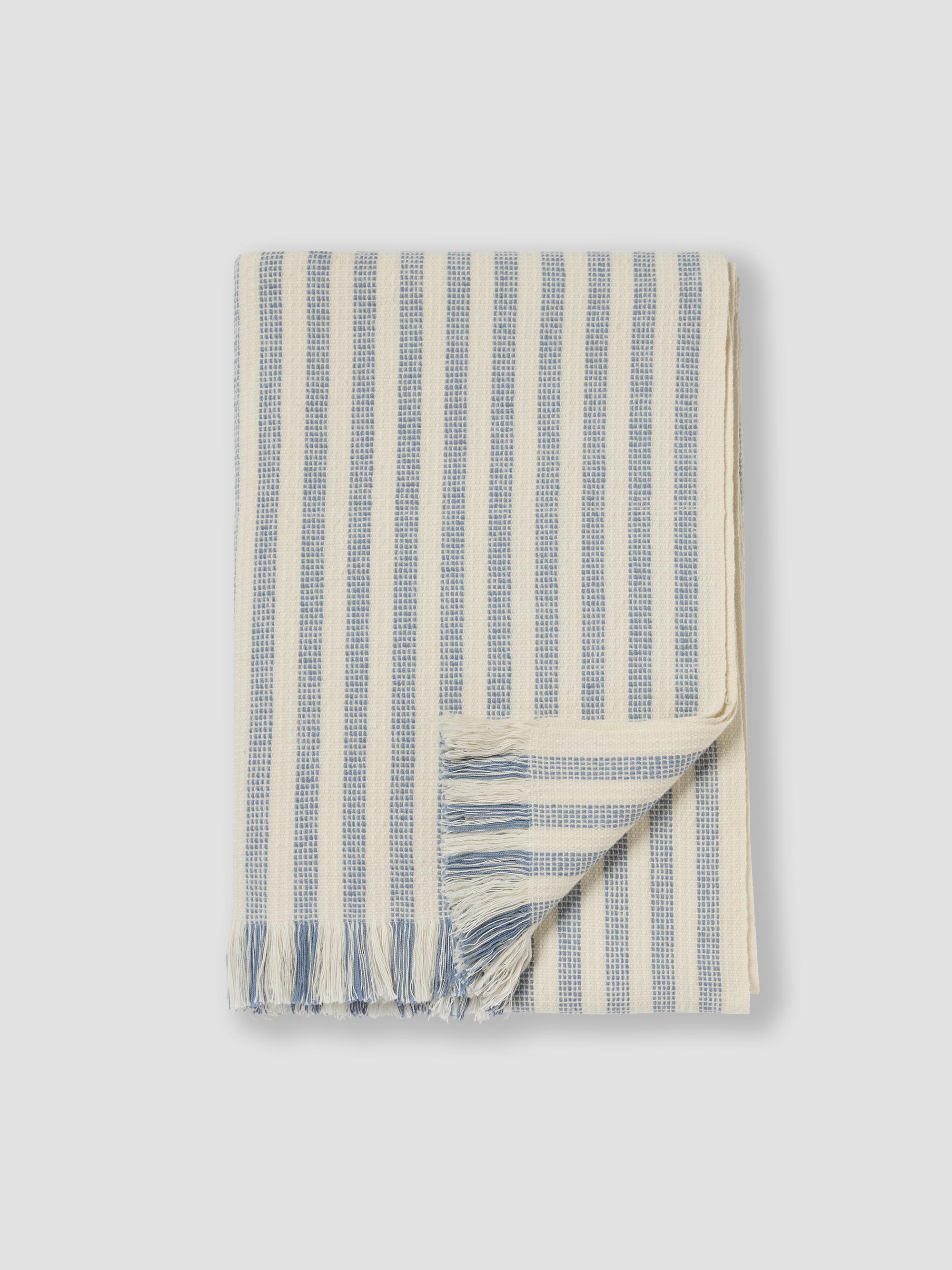 Coastal Blue Striped Wool Throw Blanket - 140 x 220 cm