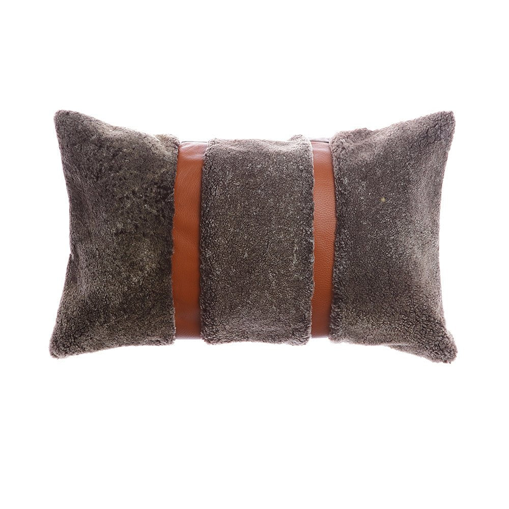Shearling & Leather Lumbar Pillow - Image 2