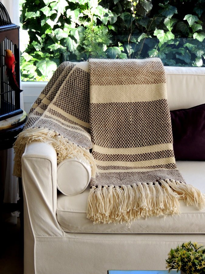 Camel Stripe Wool Blend Blanket - Image 11