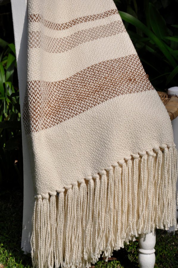 Camel Stripe Wool Blend Blanket - Image 8