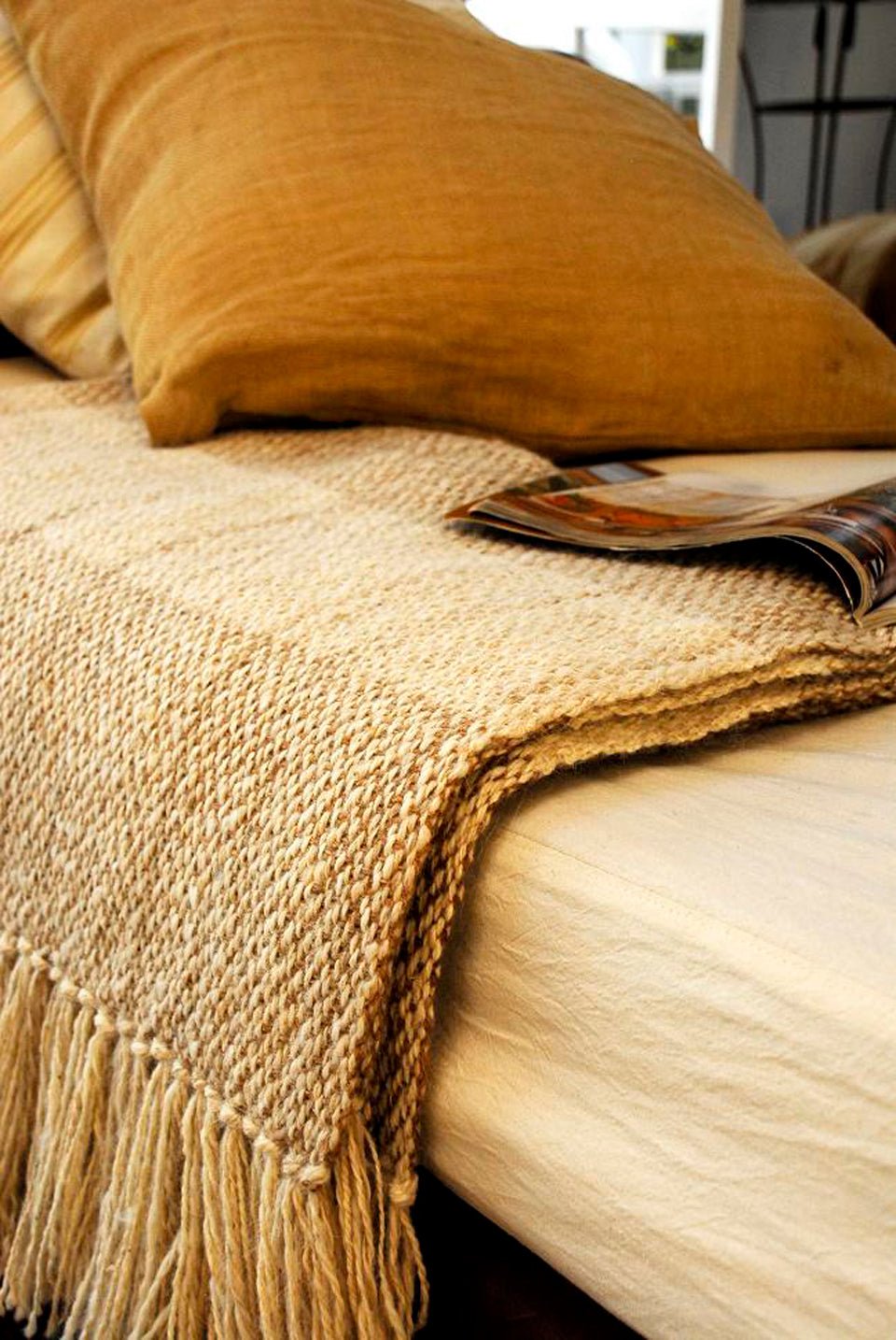 Camel Stripe Wool Blend Blanket - Image 7