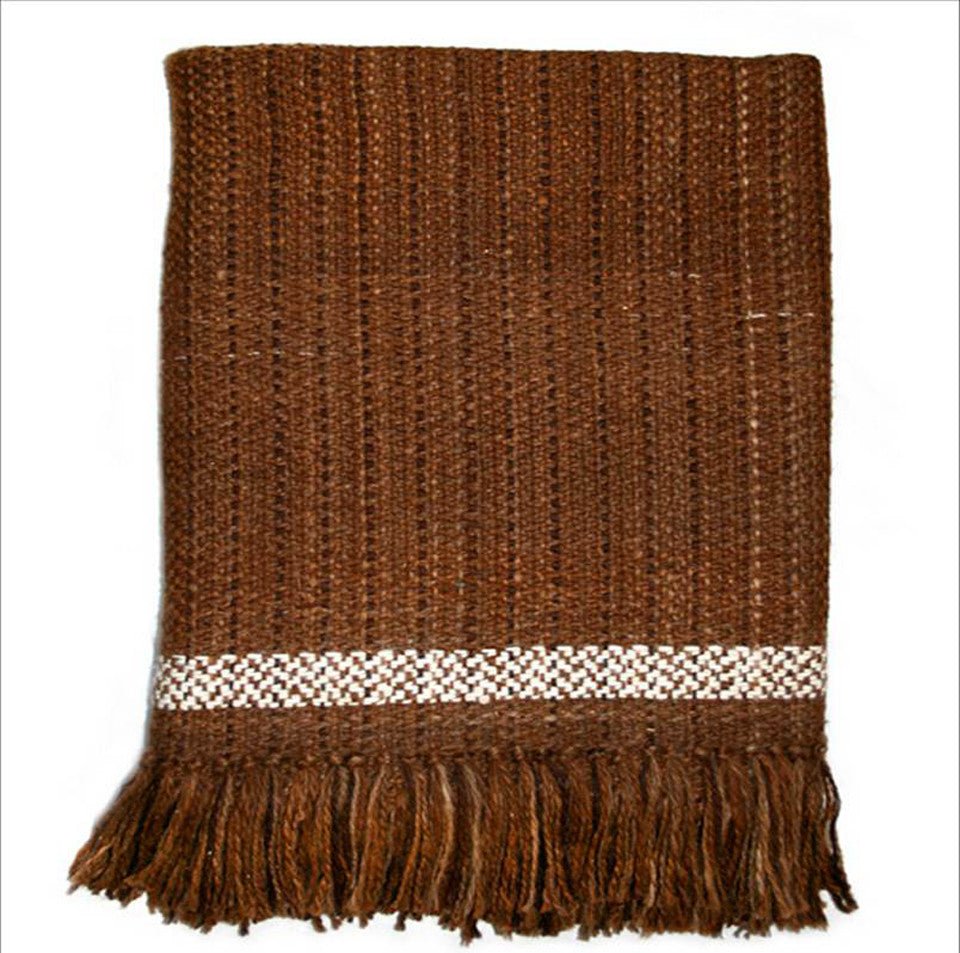 Camel Stripe Wool Blend Blanket - Image 5