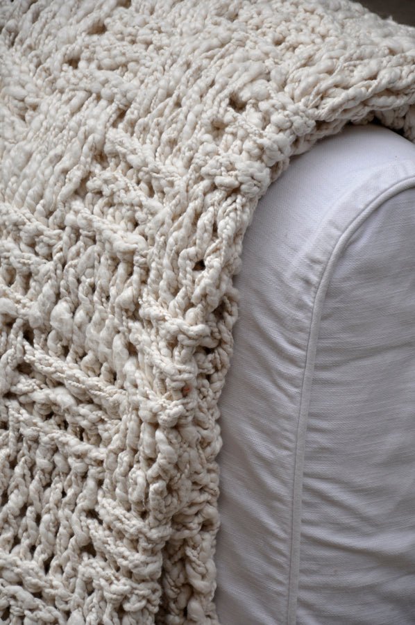 Checkered Chunky Knit Throw Blanket