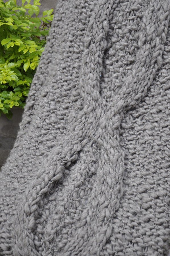 Grey Knit Wool Throw