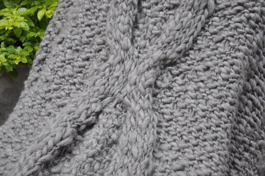 Grey Knit Wool Throw - Image 4
