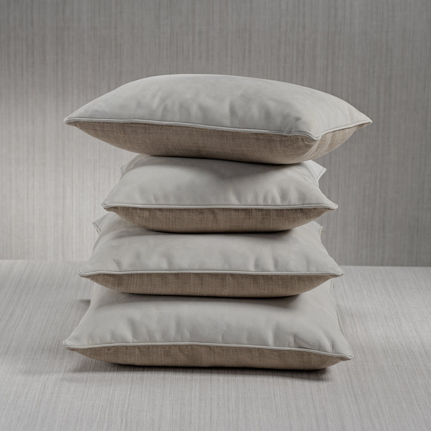 Alabaster White Suede Linen Blend Accent Pillow - Image 2