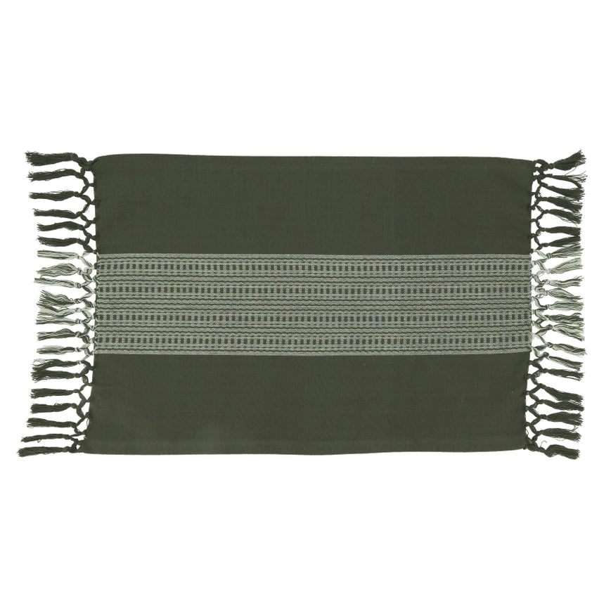 Green Placemat with fringes (set of 4)