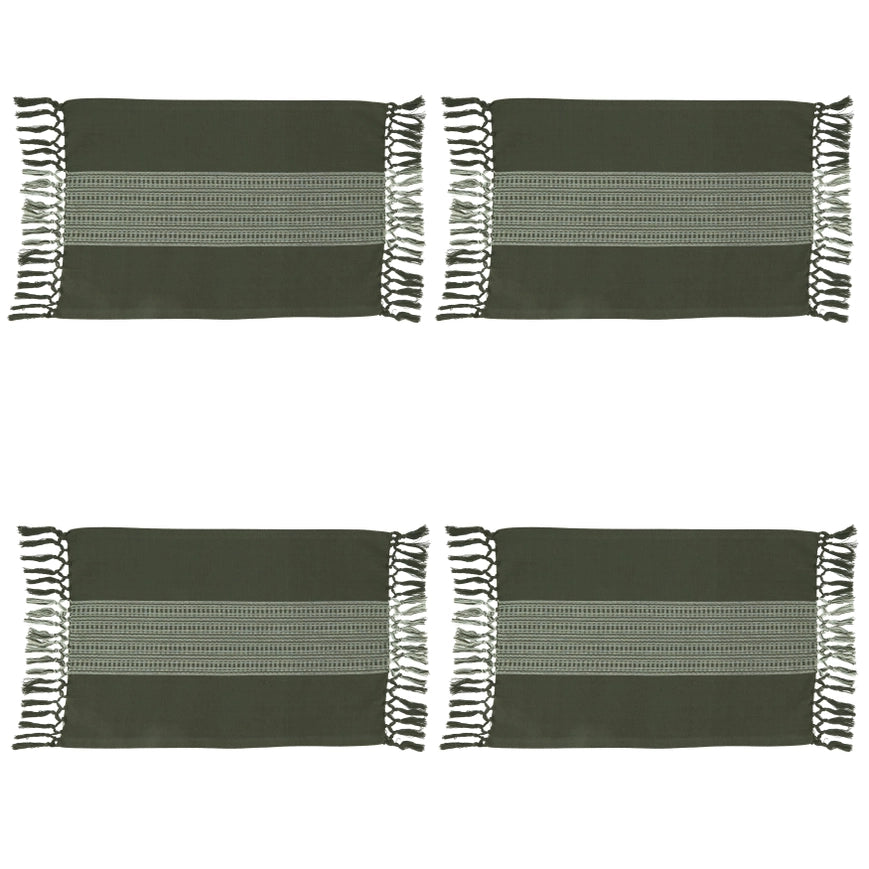 Green Placemat with fringes (set of 4) - Image 2